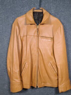 VTG Unbranded (Talon) Men's Tan Leather Full Zip Jacket No Size Tag